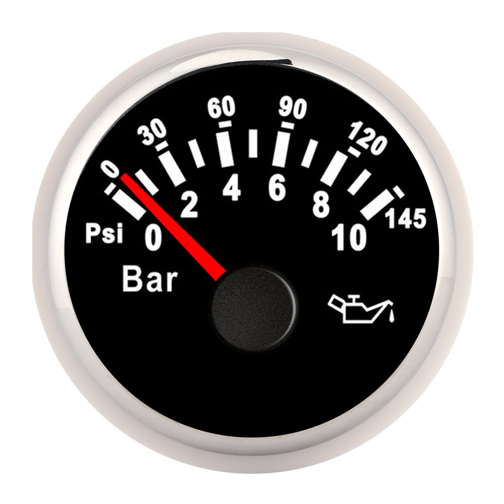 Black Electric Oil Pressure Gauge,2in 0‑10Bar LED Oil Pressure Gauge Oil Pressure Meter 145psi LED Backlight Dial Instrument for Auto Motorcycle Boat Truck 12V/24V 
