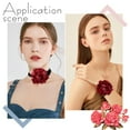 thumbnail image 6 of 1 Set Gothic Cloth Flower Cord Bracelet & Choker Necklace Velvet Jewelry Set for Women Dark Red 7~7-3/8 inch(17.7~18.7cm) 13.31~13.46 inch(33.8~34.2cm) 2Pcs/set, 6 of 6