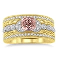 thumbnail image 2 of 2 Carat Morganite & Diamond Antique Trio Bridal Set Engagement Ring on 10k White Gold, 2 of 2
