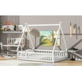 thumbnail image 3 of DreamBuck Full Size Floor Bed with Fence and Door, Wood Montessori Bed Frame with Sturdy Slats Support, Tent-Shaped House Teepee Bed with Triangle Structure, Full Floor Beds for Teens, s, 3 of 9