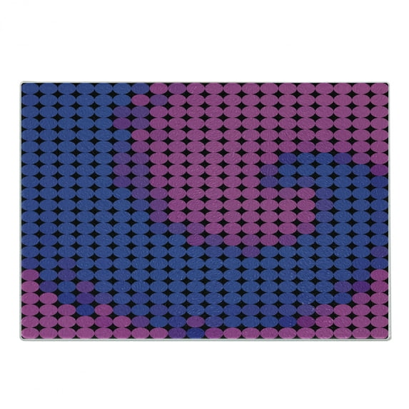 Spires Cutting Board, Spiral Background with Pixel Dotted Flat Design Odd Gradient Style Print, Decorative Tempered Glass Cutting and Serving Board, Small Size, Pink Blue, by Ambesonne