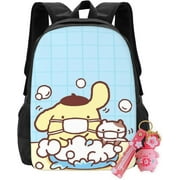 Kuromi Anime Kawaii Backpack For Women Cute Pompompurin Backpacks Cartoon Lightweight Cute Travel Backpack Gifts with Keychain