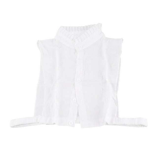 EeaseMX Cuello falso de camisa, color sólido, desmontable, con hoja de loto falsa, cuello alto, solapa, blusa, media camisa, cuello falso para mujer (blanco)