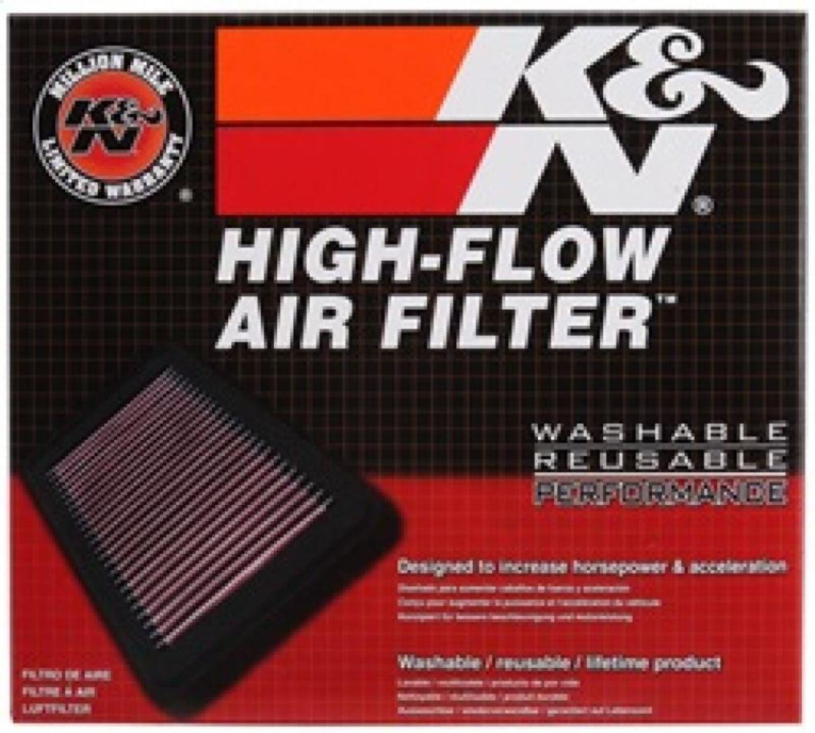 K&N Performance High-Flow Engine Air Filter: Washable, Multi-Layer Protection, Engineered to Boost Horsepower, 33-2254