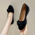 thumbnail image 5 of Viluyesy Womens Ballet Flats, Wide Width Bow Suede Round Toe Casual Comfort Slip-On Flat Shoes Black, 5 of 7