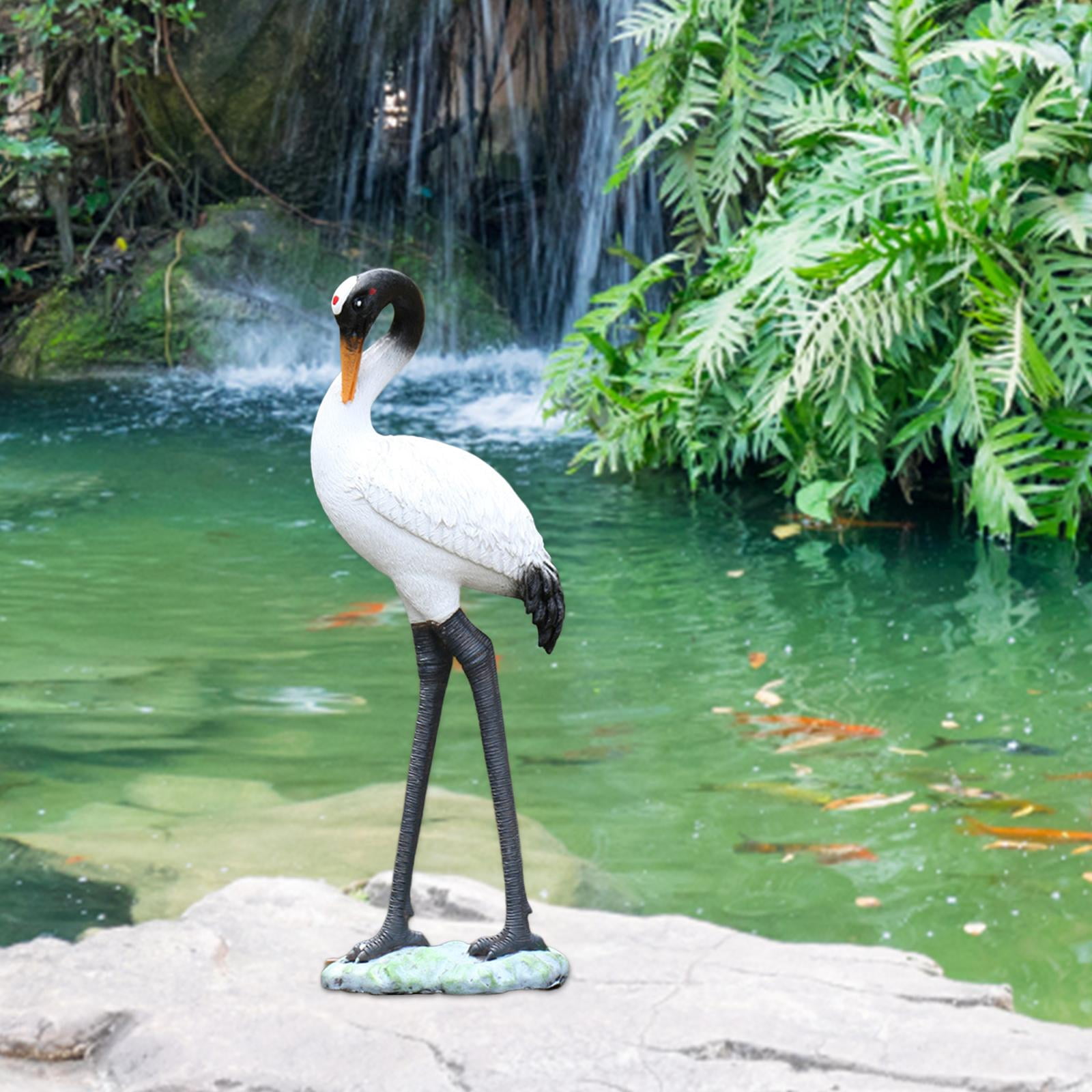 Resin Crane Sculptures Animal Figurine Garden Sculpture Statues Bird Statues Bird Sculpture for Desktop Home Yard Porch Decoration 38x14cm