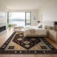 thumbnail image 3 of ODIKA 9'x12' Washable Area Rug Non-Shedding, Easy Care Abstract Grid Boho Geometric Border Interlocking Lattice Motif for Master Suite, California King, Under Bed, 3 of 7
