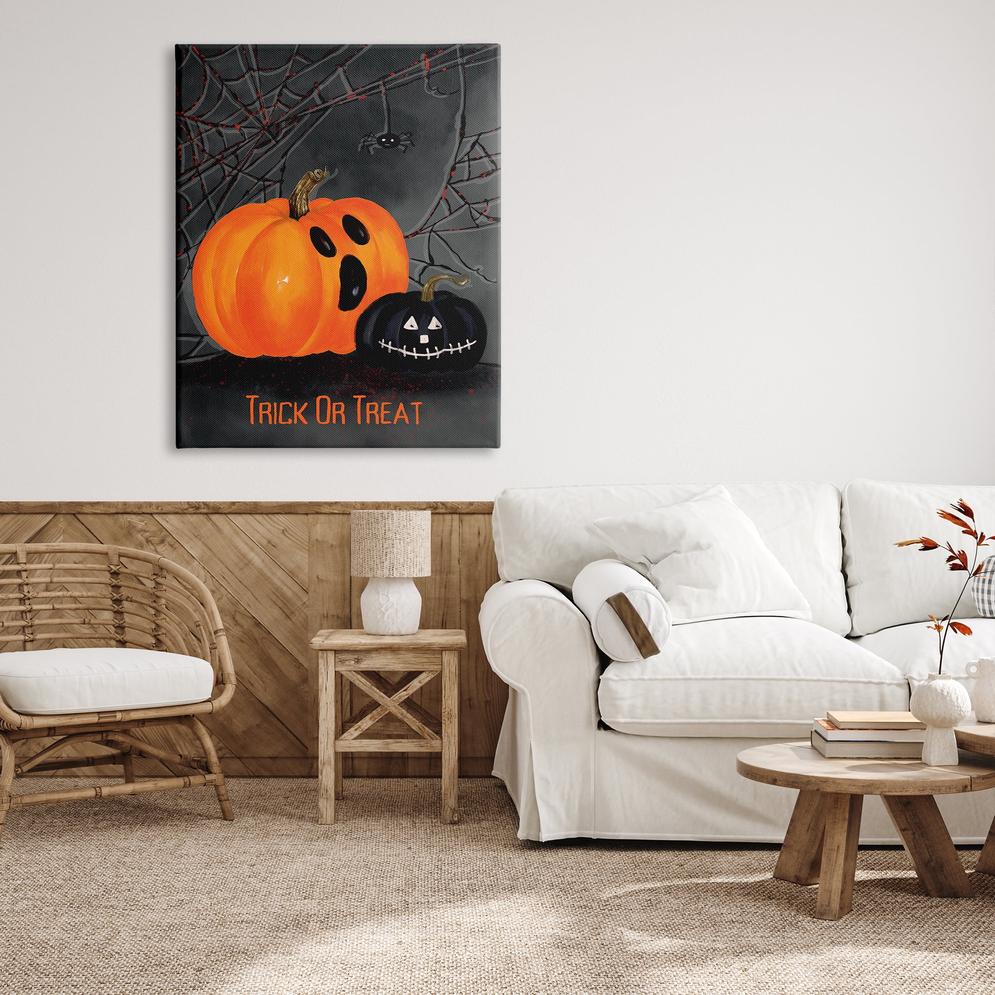 Stupell Industries Jack-o-Lantern Phrase Holiday Painting Gallery Wrapped Canvas Print Wall Art, 36 x 48