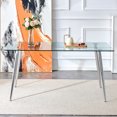 thumbnail image 3 of 47" Dining Table for 4-6, Rectangular Glass Dining Table, Writing Table Desk, Kitchen Table with Transparent Tempered Glass Tabletop and Silver Metal Legs for Kitchens, Restaurants and Living Rooms, B, 3 of 9