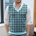 thumbnail image 2 of XIAOCHA Men's Knit Vest V Neck Plaid Print Sweater Warm Casual Office Top, 2 of 6