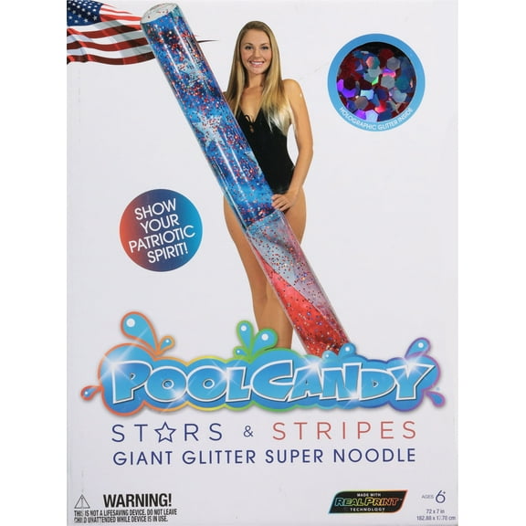 PoolCandy 72 In. Stars & Stripes Glitter Super Pool Inflatable Noodle Water Toy