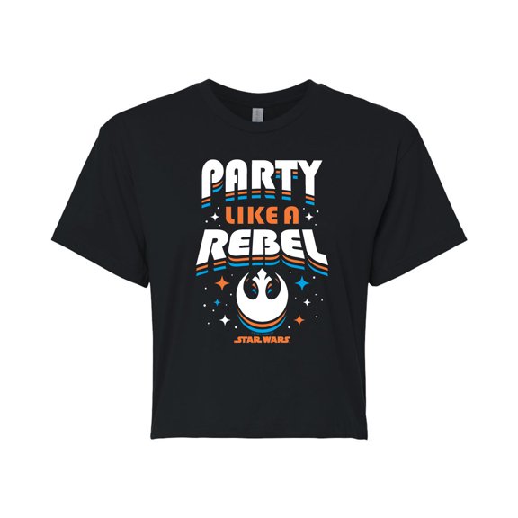 Star Wars - Party Like A Rebel - Juniors Cropped Tee