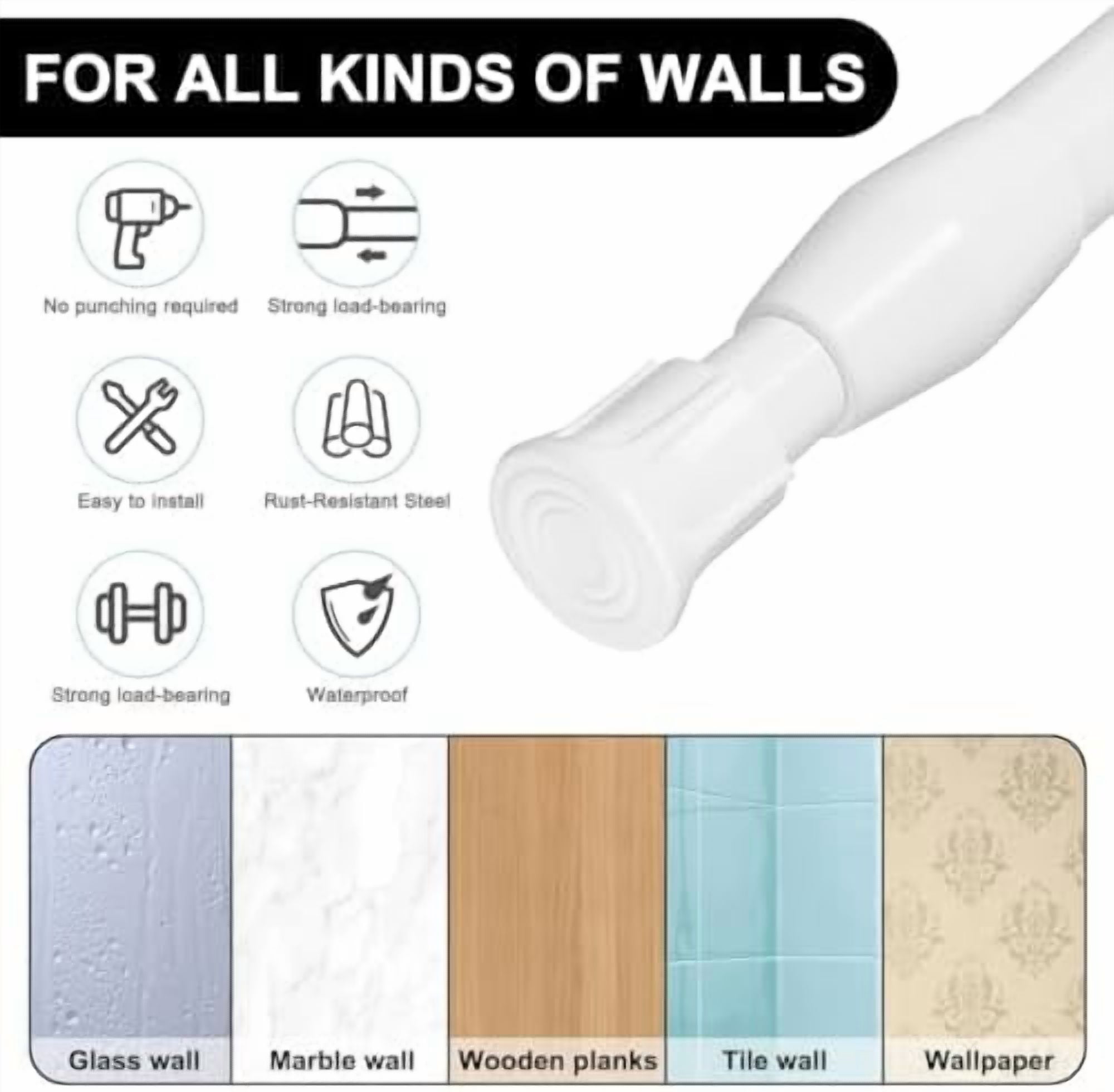 6 Pack Small Spring Tension Curtain Rod 12 to 20 Inch, Thin Tension Rod No Drill for Window Cupboard Closet, White