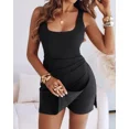 thumbnail image 3 of CHICME Dresses for Women Square Neck Sleeveless Twisted Backless Zipper Slim Fit Mini Bodycon Dress with Shorts Black-M, 3 of 9