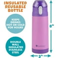 thumbnail image 2 of Bentology Stainless Steel 13 oz Insulated Water Bottle (Pink) - Easy to Use for Kids- Reusable Spill Proof BPA-Free, Fits in Most Lunch Boxes for School, Sports, Camps- Keep Drink Cold All Day, 2 of 5