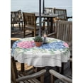 thumbnail image 2 of Outdoor Tablecloths with Umbrella Hole & Zipper, Blue Pink Hydrangea Round Tablecloth 54 Inch, Eucalyptus Leaves Wooden Summer Botanical Waterproof Table Cloth, Patio/Pool/Picnic Table Covers, 2 of 8