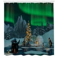 thumbnail image 3 of Ambesonne Nature Shower Curtain, Penguins on Lake, 69"Wx75"L, Lime Green Grey, 3 of 3