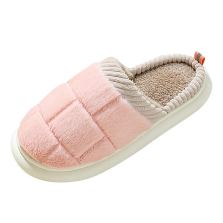 

Luiyenes Winter Couples Wimen Warm Home Baotou Plush Soft Bottom Comfortable Solid Color Flat Cotton Mop
