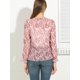 thumbnail image 5 of Allegra K Blusa Manga Larga Con Volantes Pintuck Floral Top Casual Para Mujer Rosa XL, 5 of 6