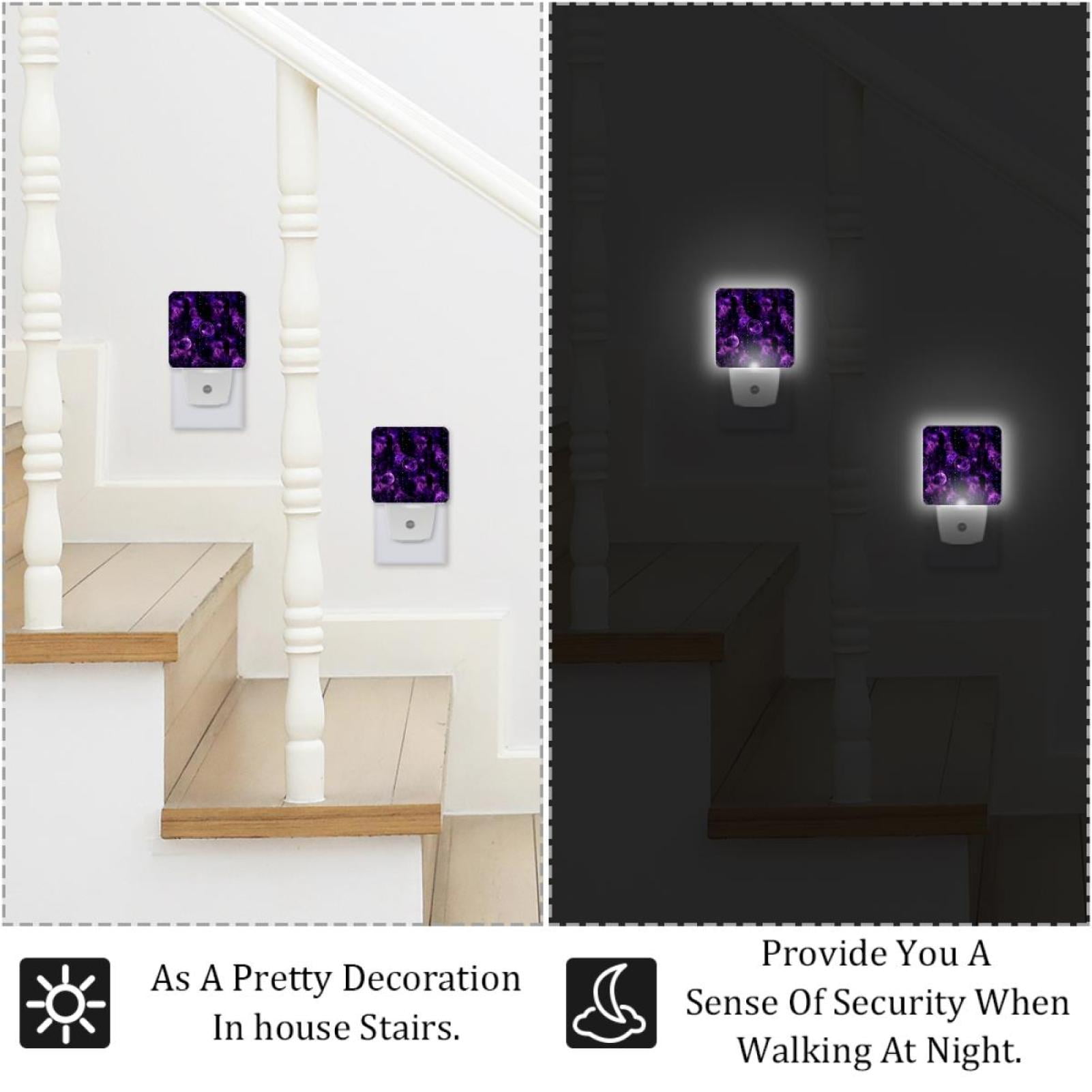 PhooArto Dreamcatcher Purple Pattern Plug in LED Night Light Auto Sensor Dusk to Dawn Decorative Night for Bedroom, Bathroom, Kitchen, Hallway, Stairs, Baby's Room, Energy Saving