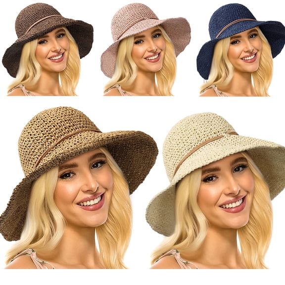 Women's summer beach soft sun hat straw weaving all-match sun protection sun hat big edge folding straw hat/Brown