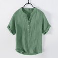 thumbnail image 2 of Migroa Men's Fashion Shirt Casual Beach T-Shirts Solid Tops Shirts for Men 3/4 Sleeve Regular-Fit Henley T-Shirt Summer Lightweight Beach Yoga Tops Light green 2XL, 2 of 5