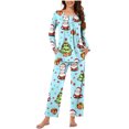 thumbnail image 4 of Tnhcen Warm Pajamas 2 Piece Christmas Print V-Neck Long Sleeve Pants Soft Loungewear Cozy Home Clothes Nightwear S-3XL, 4 of 6
