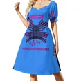thumbnail image 2 of Vestido sin mangas rosa y morado con aparato de Golgi de arte pop, traje de festival para mujer, falda de verano para mujer., 2 of 7