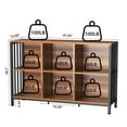 thumbnail image 2 of HOHYN Farmhouse 3 Tier Open Book Shelf, Wood and Metal 6 Cube Storage Organizer, Modern Low Horizontal Bookshelf for Bedroom Living, Long Wide Office Cubby Bookcase with Storage, Rustic Brown, 2 of 8