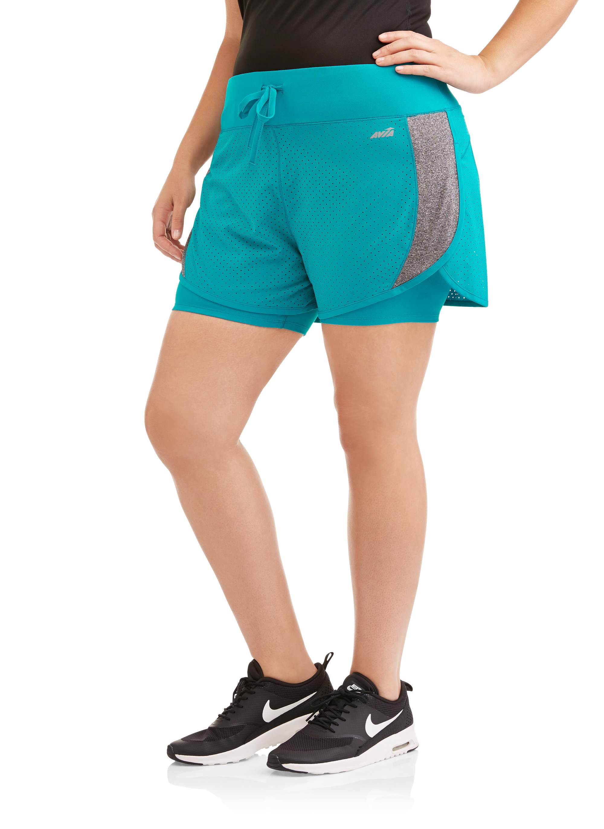 Avia Women's Plus Size Active Perforated Fly Away Running Short with