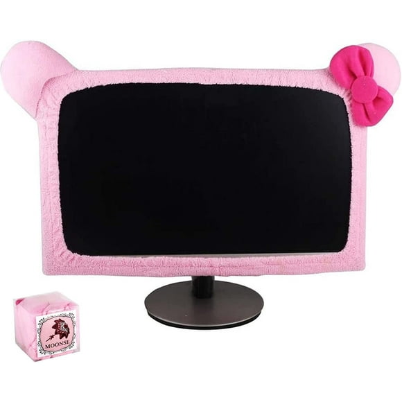 20"-29" Lovely Cute Dustproof Computer Monitor Cover with Cat Ear Laptop TV LCD Screen Monitor Decoration Dust Cover Protector, Pink