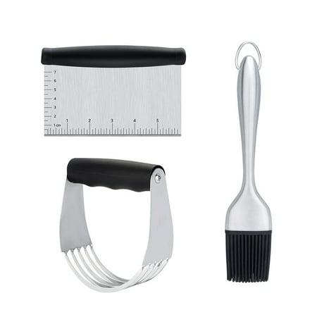 

HOMEMAXS 3PCS Stainless Steel Pastry Cutter Dough Blender BBQ Brush Set for Kitchen Home Restaurant