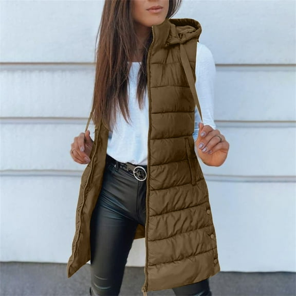 Pyhlmscde Women's Quilted Padded Warm Outwear Button Down Zip Up Sleeveless Vests, Womens Vest, Womens Winter Clothes, Puffer Vest Women