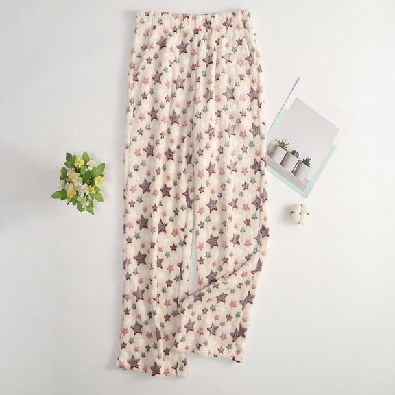 Womens Flannel Pajama Pants Ultra-Soft Comfy Pj Bottom Stretch Star Pattern Sleepwear