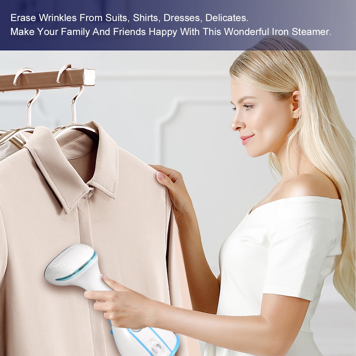 Steamer for Clothes, 15s Heat-up Handheld Clothes Steamer with Large 300ml Tank, 1300W Garment Steamer Fabric Wrinkle Remover, 3 Continuous Steam Modes, Portable Steam Iron for Travel and Home