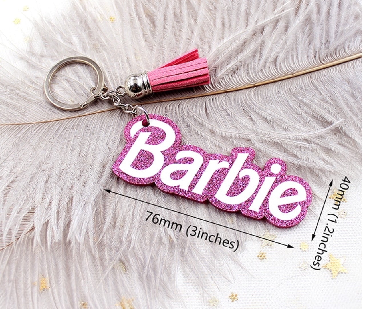 Barbie Keychain Glitter Pink,Barbie and Plus Barbie,Key Chain