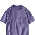 thumbnail image 4 of Hfnxid Men's Big and Tall Top Vintage Short Sleeve Shirt Solid Color Crewneck T-Shirt Casual Going Out Tops with Pocket Purple XXL, 4 of 5