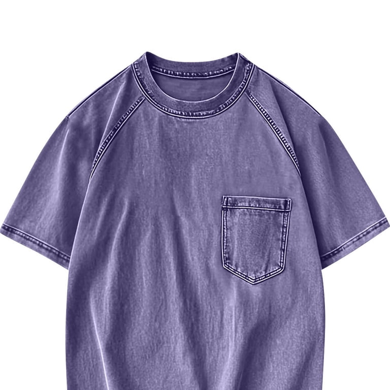 LODIENY Mens Oversized (XS-5XL) Vintage T shirts with Pocket Short