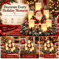 thumbnail image 6 of Santa Claus Christmas Lighted Centerpiece with Flameless Candle Glow, Christmas Decoration with Frosted Greenery, Red Berries & Pinecones, Perfect for Home Tabletop & Holiday Gift, 10.6" x 11.8", 6 of 7