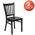 thumbnail image 2 of Flash Furniture 2 Pk. HERCULES Series Black Vertical Back Metal Restaurant Chair - Mahogany Wood Seat, 2 of 14