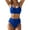 Blue, variant on High Waist Bikini Set for Women 2025 Summer Two Piece Swimwear Solid Ribbed U Neck Adjustable Thin Strap Swimsuit For Beach Pool, Gold, Medium