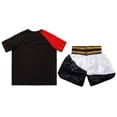 thumbnail image 4 of Doomiva Kids Boys Mixed Martial Arts MMA Boxer Costume Short Sleeve Boxing T-shirt Sports Tops with Shorts Tracksuit Red&White&Black 10, 4 of 6
