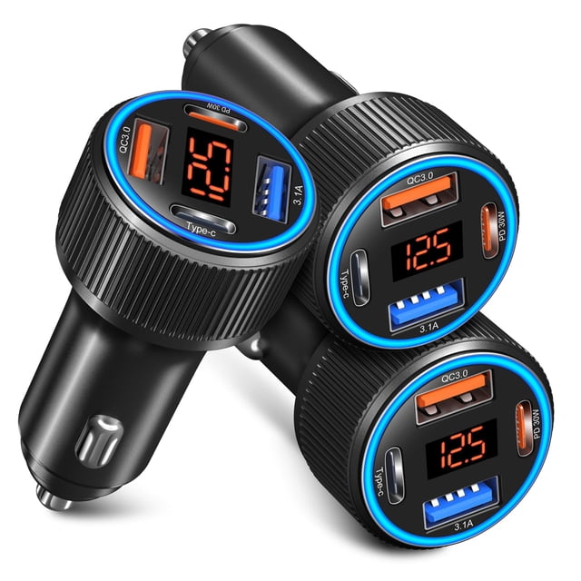 Cargador de coche Costyle 65W 4 puertos USB-C PD 30W/QC 3.0 negro