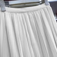 thumbnail image 3 of Miluxas Women Striped Pleated Long Skirt Elastic High Waisted A Line Swing Skirt Solid Casual Trendy Party Skirts White, 3 of 4