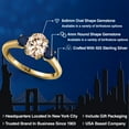 thumbnail image 2 of Gem Stone King 1.70 Ct Oval Peach Morganite Blue Sapphire 18K Yellow Gold Plated Silver Ring, 2 of 6