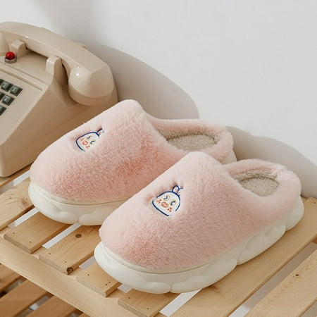 

CoCopeaunt Winter Home Slippers Thick Soft Sole Cotton Slippers Cute Cartoon Men Women Indoor Floor Flat Home Non-slip Couple Slippers