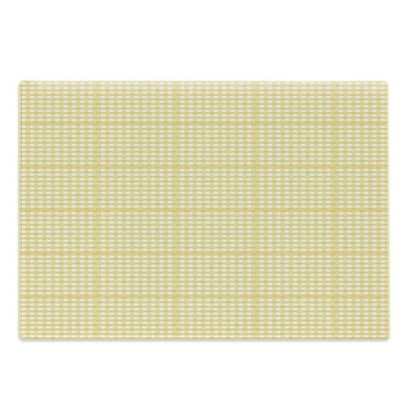Vintage Cutting Board, Gingham Pattern with Bicolor Checkered Squares with Heart Shaped Motifs, Decorative Tempered Glass Cutting and Serving Board, Large Size, Mustard and White, by Ambesonne