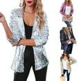 thumbnail image 2 of Wangsaura Women's Fashion Sequins Long Sleeves Lapel Jacket Female Tops, 2 of 8