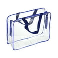 thumbnail image 3 of Uxcell L Size Clear Toiletry Bag Makeup Cosmetic Pouch with Zipper Handle, Blue, 3 of 6