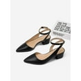 thumbnail image 4 of Pennysue Women's Low Heel Sandals Pointed Toe Ankle Strap PU Leather Dress Shoes Block Heel Summer Casual sandals, 4 of 5